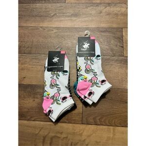 Beverly Hills Polo Club Woman’s Fashion Socks 4 Pairs Drinks & Stripes NEW